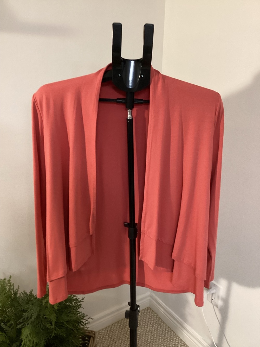 Cleo Petite Small Coral Open-Front Draped Women's Jacket